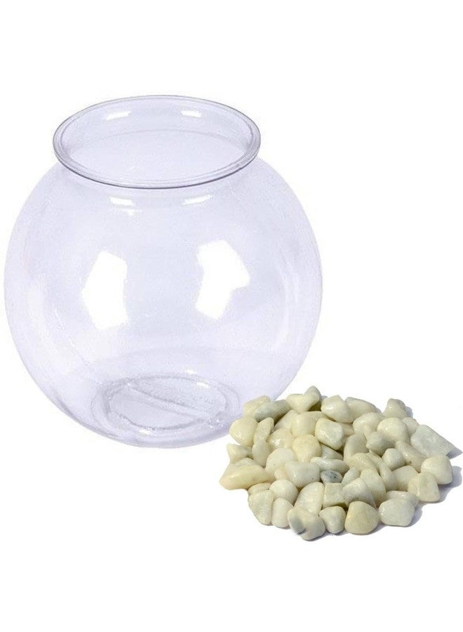 Somil Clear & Transparent Round Decorative Glass Fish Pot for Zoom View with White Stones, Indoor Home, Room Table Top, Dia -8 Inch, 18 X 18 X 18 Cm - Image 2